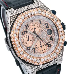 Высококачественные автоматические брендовые наручные часы ручной работы со льдом, мужские роскошные часы с муассанитом, бриллиантовые часы с ремешком, кварцевые наручные часы