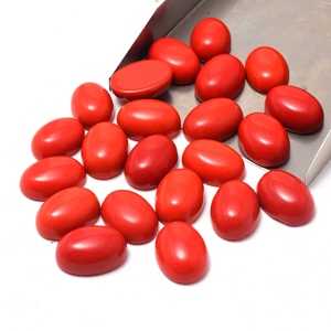 หินอัญมณีปะการังสังเคราะห์3x5mm-20x30mm ทรงวงรีทรงหลังแบนทรงหลวมสีแดง - Product Image 4