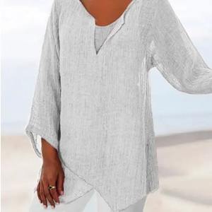 Camisas de mujer transpirables lisas de tendencia, camisa informal personalizada de manga larga para mujer, camisas al por mayor de calidad Premium - Product Image 6