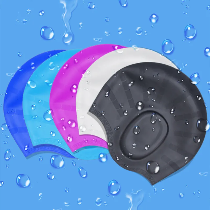 Custom High Quality Blank Silicone Rubber Swimming Cap Ear Protection Print Nonslip Swim Cap