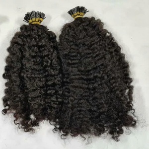 100% số lượng lớn unwefted xoăn Remy phần mở rộng tóc tóc con người bện bó với tôi tip - Product Image 2