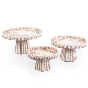 Meticulously Handmade Cake Stand With Mother of Pearl Inlay Elegant Capiz <b>Shell</b> <b>Chocolate</b> Serving Tray Suitable for Ramadan Eid - Product Image 4