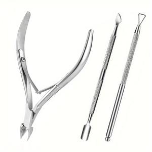 Pousse-cuticules, pince à épiler, coupe-ongles arc-en-ciel, pince à épiler, coupe-peaux mortes, acier inoxydable, outil de manucure, outil d'art des ongles, outil de manucure - Product Image 1