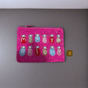 Halloween Hocus Pocus Handmade Beaded Coin <b>Purse</b> Ethnic Style Spooky <b>Zip</b> Bag with Black Spell New Year's by MD HANDICRAFTS - Product Image 5