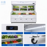 Vitrine Réfrigérée Commerciale à Double Température et 4 Portes Vitrées pour Fruits, Légumes et Viandes – Économe en Énergie