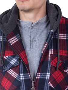 Vestes en flanelle pour hommes de haute qualité pour hommes grandes et hautes poches d'hiver zippées veste sweats à capuche pour hommes veste de chemise en polaire à capuche - Product Image 4