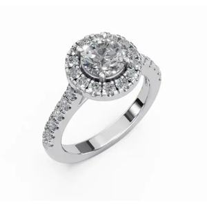 Anillo de diamante cultivado en laboratorio Halo en oro amarillo, rosa y blanco de 9 kt, 14 kt y 18 kt para compromiso y uso nupcial - Product Image 5