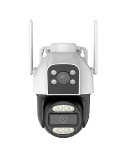 Dual lens 4MP Outdoor CCTV AI Alarm Camera Wireless Auto Motion Tracking Wifi PTZ IP Camera CamHipro