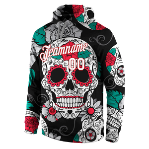 Sudadera con capucha de sublimación de esqueleto personalizada Unisex mujeres hombres 100% poliéster manga completa pulóver gimnasio algodón mezclado sudaderas con capucha - Product Image 2