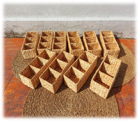 Panier de rangement en jacinthe d'eau tressé à la main de haute qualité avec poignées, design multifonctionnel écologique, forme rectangulaire, Vietnam