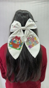 Lazos para el pelo de cocodrilo de la mejor calidad para niñas y mujeres lazo de moda de Pascua con lindos accesorios para el cabello de conejo bordados - Product Image 4