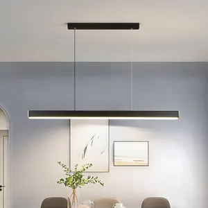 Lámpara colgante de techo de acrílico Led de aluminio lineal más vendida iluminación colgante interior de oficina minimalista