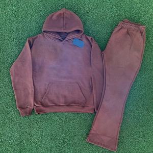 NOUVEAU Survêtements personnalisés à impression bouffante 3D Ensemble de survêtements en polaire deux pièces Joggers en coton surdimensionnés Ensemble pantalon de survêtement évasé et sweat à capuche Me - Product Image 2