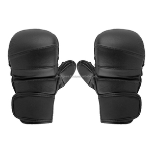 DWELT GEARS Cage Fighting MMA Gloves PU Leather Durable Open Palm Grappling Training Sparring Hook Loop Closure Unisex Gloves - Product Image 5