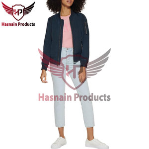Chaqueta bomber de satén de piel de oveja Reversible de estilo otoñal para mujer, cremallera OEM personalizada de talla grande con bolsillos inferiores, tejido - Product Image 5