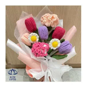 Fleur fait à la main laine tissage fleur artificielle Crochet fleurs artificielle main Crochet saint valentin cadeau désherbage fête