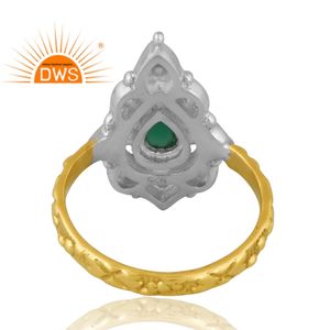 Nouvelle tendance 925 argent 18K plaqué or naturel vert Onyx bague en pierres précieuses bijoux personnalisés pour les femmes cadeau pour elle - Product Image 2