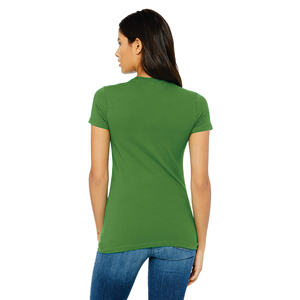 Camiseta ajustada de verano ecológica para mujer, 95% poliéster, algodón, sensación en blanco, Color sólido, estilo informal - Product Image 3