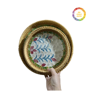 Plateau Artisan Rotin Nacre Meilleur Vendeur Exportation Vietnam - Product Image 3