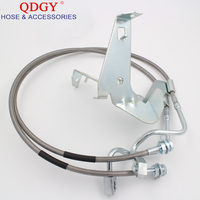 Tuyau de frein hydraulique tressé en acier inoxydable anti-corrosion, support de ligne de frein en métal avec joint banjo incurvé, rondelle en cuivre
