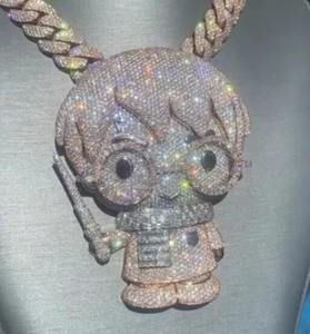 Colgante de dos tonos hecho a medida de plata esterlina de moissanita, colgante de hip hop de moissanita y otras joyas de diamantes - Product Image 2