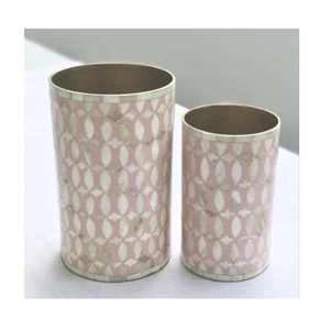 Vase de table en métal avec incrustation d'os Vase de bol de fleurs en métal décoratif pour la maison à vendre - Product Image 1