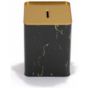 Alcancía Metálica Cuadrada Kontensan Marble Black de 2.1L, 120x120x160 mm, Equipo Financiero, Origen Turquía - Product Image 4