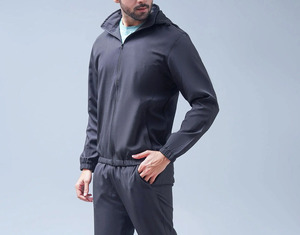 Wholesale price custom made Turn over collar with <b>zip</b> <b>up</b> plain two piece windbreaker sets for men - Product Image 1