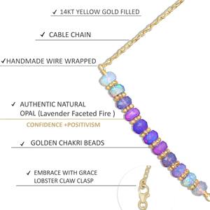 Collier en argent sterling 925 fait à la main pour femmes perles d'opale de lavande naturelle 16 \ "plaqué or chaîne de barre cadeau - Product Image 4