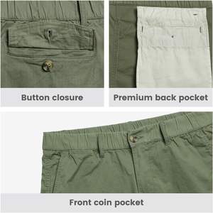 Short décontracté en coton de coupe classique pour homme Ceinture élastique avec poches multiples Tenue d'été pour la marche à tous les jours - Product Image 4