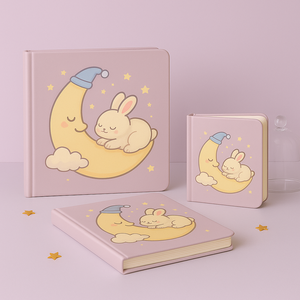 LABON 귀여운 토끼 문 PU 노트북 만화 스퀘어 저널 어린이 소녀 맞춤형 하드 커버 취침 일기 OEM ODM - Product Image 5