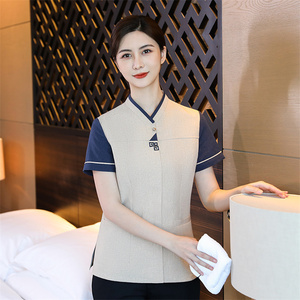 เสื้อยืดแขนสั้นลำลอง ระบายอากาศได้ดี สำหรับพนักงานทำความสะอาดร้านอาหาร โรงแรม คาเฟ่ ครัว บ้าน ทั้งชายและหญิง  รับทำโลโก้ OEM - Product Image 5