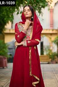 Vestido de manga larga Anarkali étnico indio tradicional más hermoso con bordado pesado de talla grande Ropa de Festival Salwar Kameez - Product Image 5