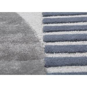 Alfombra Azul de Lana y Viscosa Hecha a Mano con Diseño Abstracto Come Tra-15130 para Sala de Estar, Pasillo, Entrada, Tamaño Rectangular 9x12 - Product Image 3