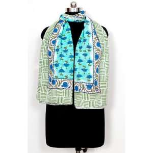 Hogar textil indio hecho a mano moda mujer bufandas Sanganeri bloque impreso bufanda algodón Sarong playa India cubrir Ups Pareo cuatro - Product Image 6