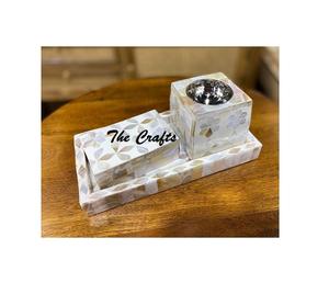 Premium Quality Bakhoor <b>Burner</b> Mubkhar In Wooden And Mother Of Pearl Work Mabkhara With <b>Oud</b> Box And Tray - Product Image 1