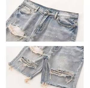 Pantalones cortos de mezclilla con estilo para hombre, pantalones cortos de mezclilla rectos de estilo Vintage, diseño rasgado informal de verano transpirable para hombres en calidad superior - Product Image 2