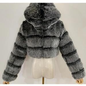 Quality Furry Cropped Faux <b>Fur</b> <b>Coat</b> <b>Women</b> Short Fluffy <b>Hooded</b> Winter Jacket - Product Image 4