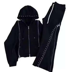 Survêtement de qualité supérieure, design tendance personnalisé, strass et délavage à l'acide, poids lourd, prix bas, streetwear - Product Image 1