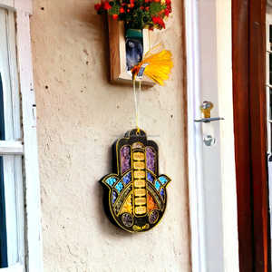 คริสตัลธรรมชาติแบบผสมผสานคุณภาพสูงเจ็ดพร Hamsa คริสตัลบำบัดมือแขวนผนังรถยนต์ - Product Image 4