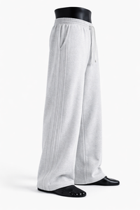 Pantalones de chándal anchos para hombre con diseño de pliegues, cintura elástica con cordón, pantalones de felpa para descansar, venta al por mayor OEM de pantalones para hombre - Product Image 3