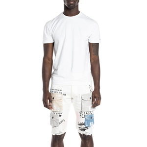 Short en jean personnalisé avec strass pour hommes Short en jean élégant orné-Short streetwear de qualité supérieure pour hommes - Product Image 5