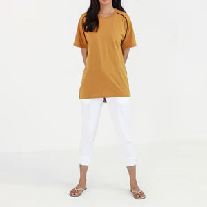 Camiseta de Algodón Grueso Personalizada para Mujer, Color Sólido, Alta Calidad, Manga Corta de Verano, Ajuste Holgado, Básica, Lisa - Product Image 6