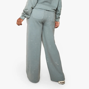 Pantalones de chándal de algodón 100% de alta calidad para mujer, pantalones de pierna ancha rectos de gran tamaño, ropa informal de otoño e invierno, Pantalones de mujer con estampado personalizado - Product Image 2