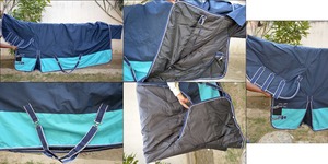 Tapis d'été bicolore marine et aqua pour chevaux de qualité supérieure pour votre compagnon équin - Product Image 2