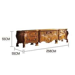 Gabinete DE REPRODUCTOR DE DVD de teca tallado estilo europeo hecho a mano diseño moderno con 2 puertas y 4 cajones para la sala de estar del hogar - Product Image 6