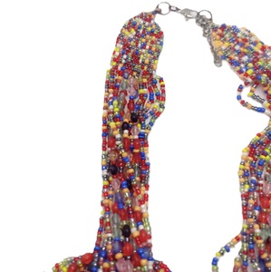 Pieza de cuello con cuentas multicolor de varias hebras para damas, ropa de fiesta de moda, collar pesado con múltiples cuentas para damas - Product Image 2