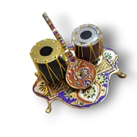 Dekorasi meja gitar Tabla kuningan, Set Tabla Dugi kuningan, Set Sitar dan Tabla untuk dekorasi rumah antik Musici India