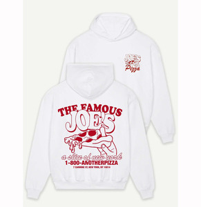 Sudadera extragrande personalizada de algodón Sudadera blanca Sudadera con capucha extragrande pesada de Joes Pizza - Product Image 1