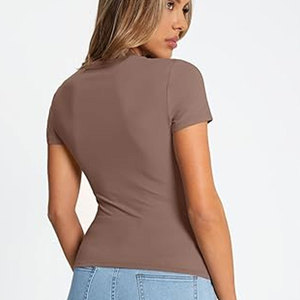 Camisetas básicas para mujer UPF 50 + Camisetas De verano informales de manga corta Camiseta holgada sólida de moda - Product Image 1